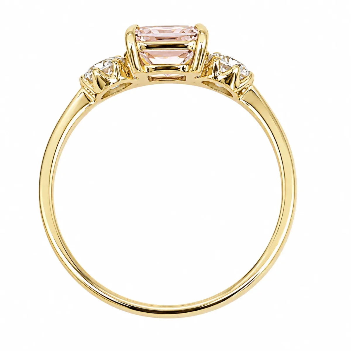 9ct Yellow Gold 1.00CT Princess Cut Pink Lab Diamond & Round Lab Diamond Trilogy Ring - 9CTCYR8308