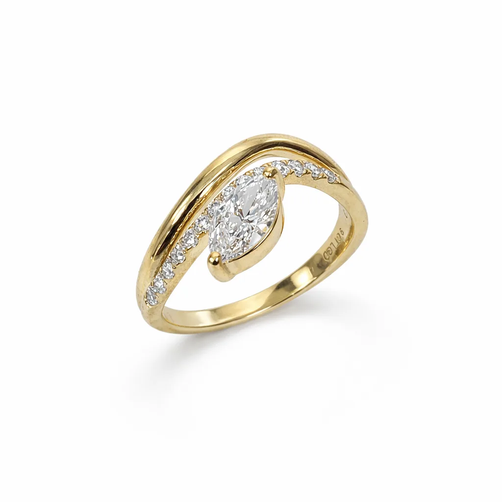 9ct Yellow Gold 1.05ct Lab Grown Diamond Marquise Bypass Ring – EF/VS - AURG894