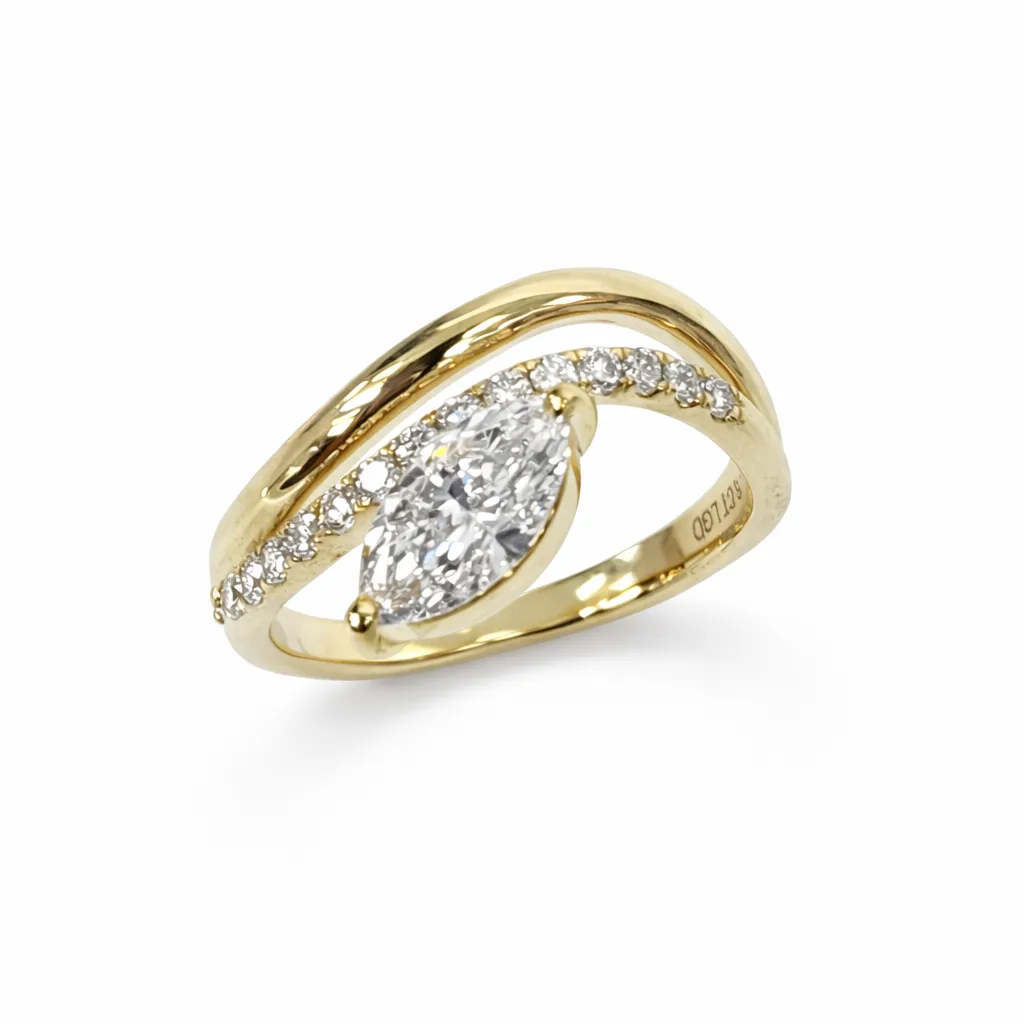 9ct Yellow Gold 1.05ct Lab Grown Diamond Marquise Bypass Ring – EF/VS - AURG894
