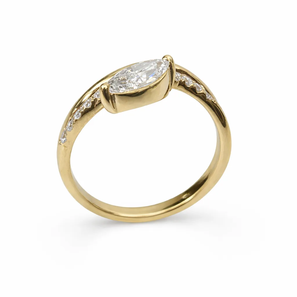 9ct Yellow Gold 1.05ct Lab Grown Diamond Marquise Bypass Ring – EF/VS - AURG894