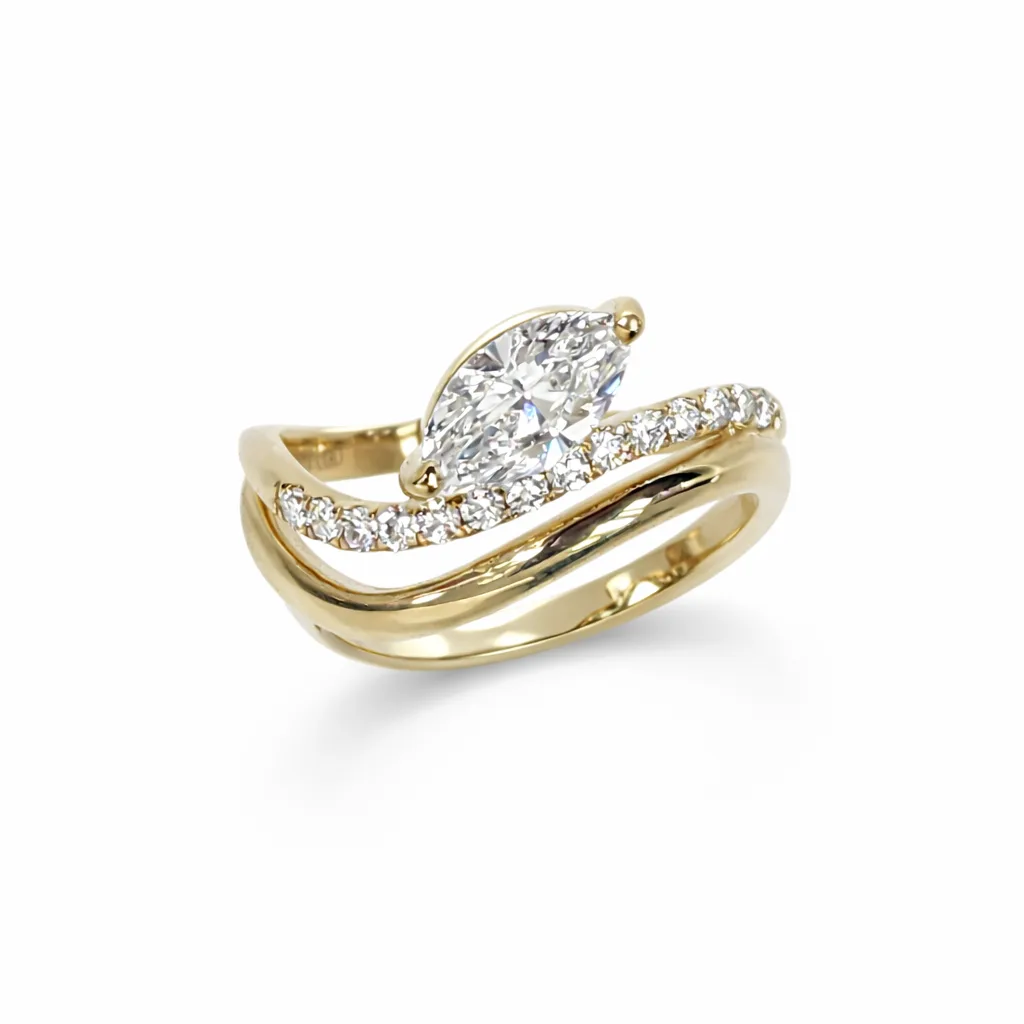 9ct Yellow Gold 1.05ct Lab Grown Diamond Marquise Bypass Ring – EF/VS - AURG894