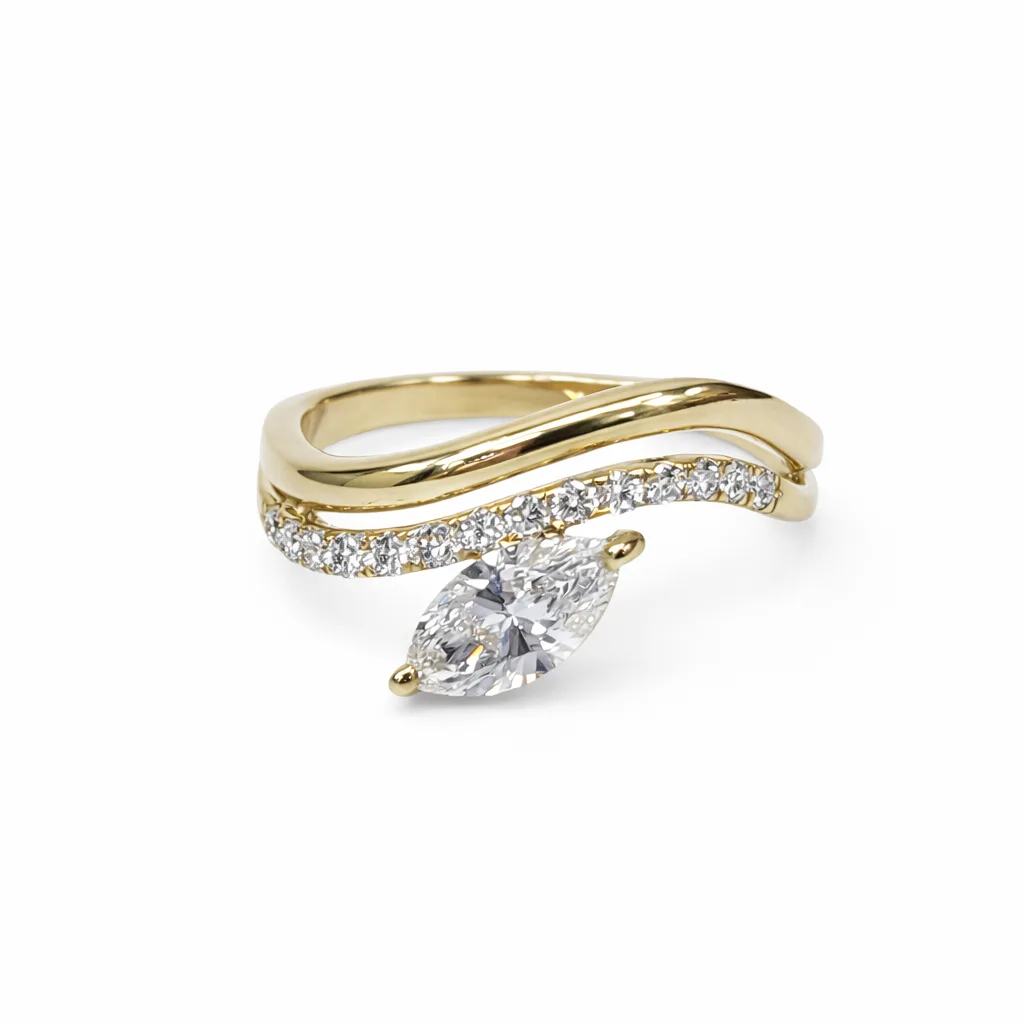 9ct Yellow Gold 1.05ct Lab Grown Diamond Marquise Bypass Ring – EF/VS - AURG894