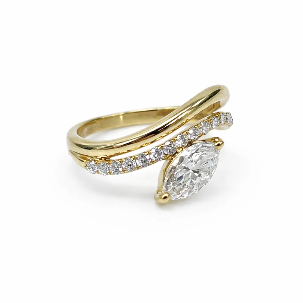 9ct Yellow Gold 1.05ct Lab Grown Diamond Marquise Bypass Ring – EF/VS - AURG894
