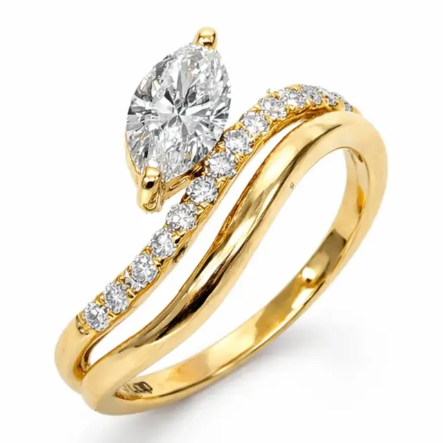 9ct Yellow Gold 1.05ct Lab Grown Diamond Marquise Bypass Ring – EF/VS - AURG894