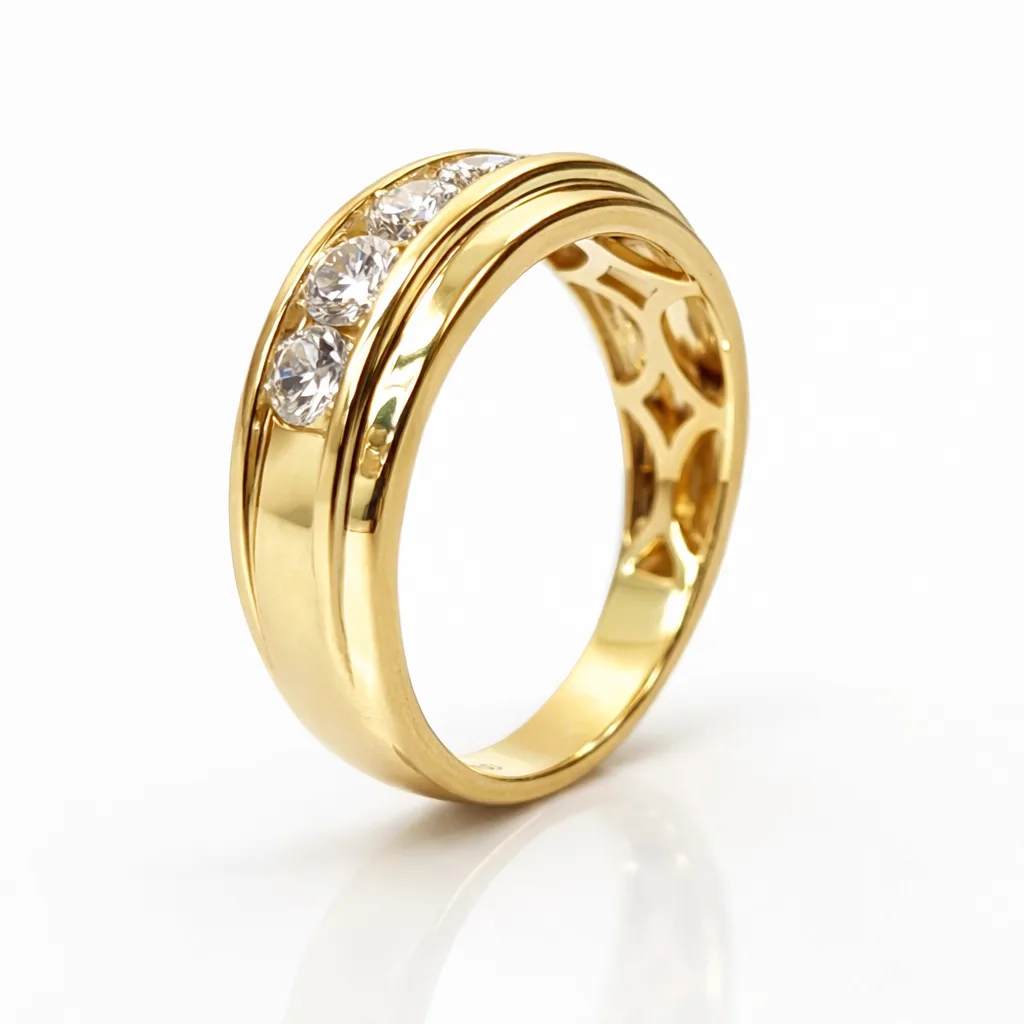 9ct Yellow Gold 1.07ct Lab Grown Diamond Unisex Ring 5 Stone Rubover Set - AURG1931