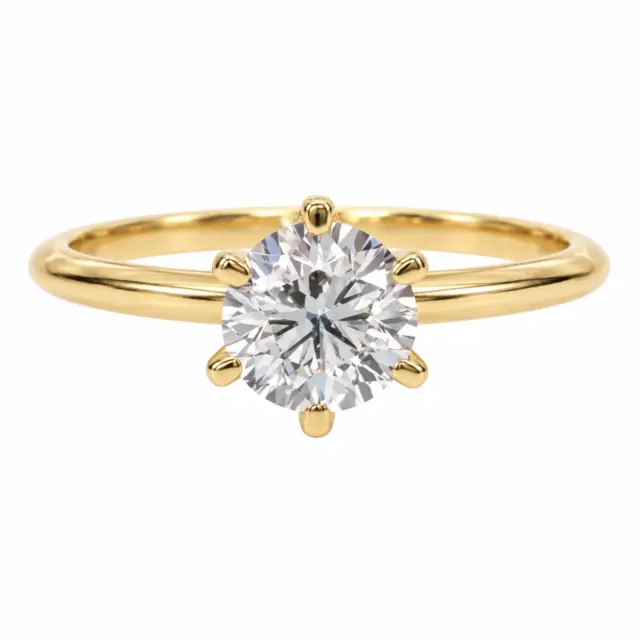 9ct Yellow Gold 1.08ct Lab Grown Diamond Solitaire Ring – Round Cut EF VS | 6 Claw Setting - AURG595