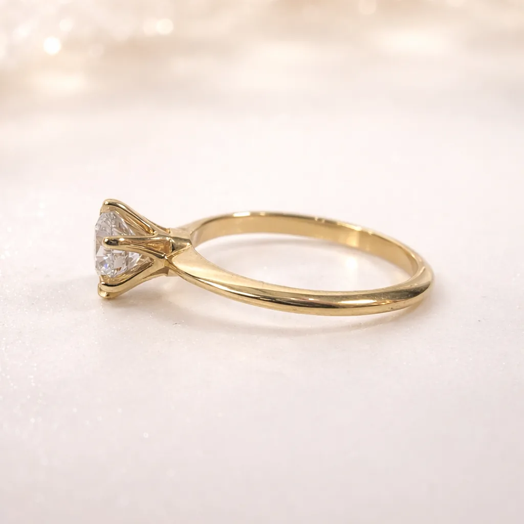 9ct Yellow Gold 1.08ct Lab Grown Diamond Solitaire Ring – Round Cut EF VS | 6 Claw Setting - AURG595