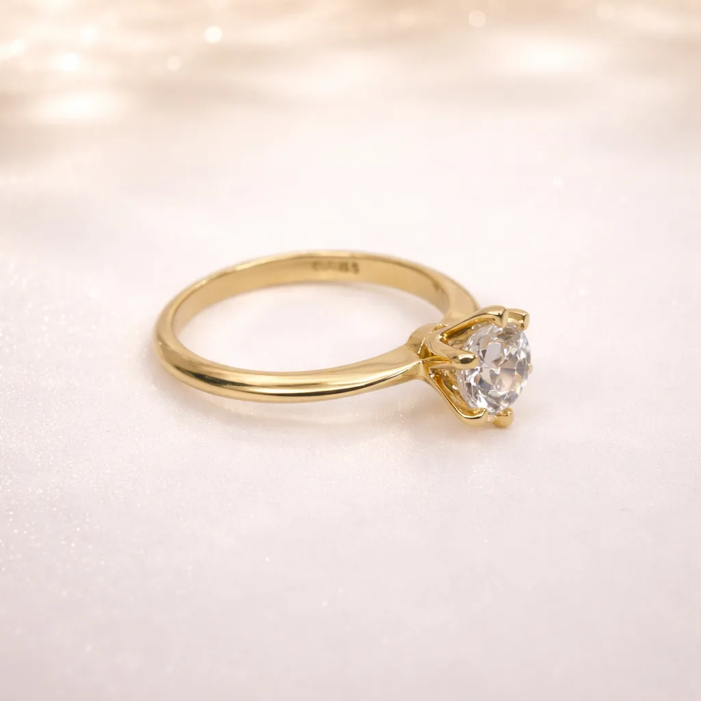 9ct Yellow Gold 1.08ct Lab Grown Diamond Solitaire Ring – Round Cut EF VS | 6 Claw Setting - AURG595