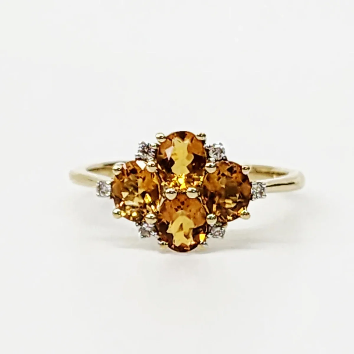 9ct Yellow Gold 1.10ct Citrine  & Diamond Cluster Ring - CYR8227CITRN