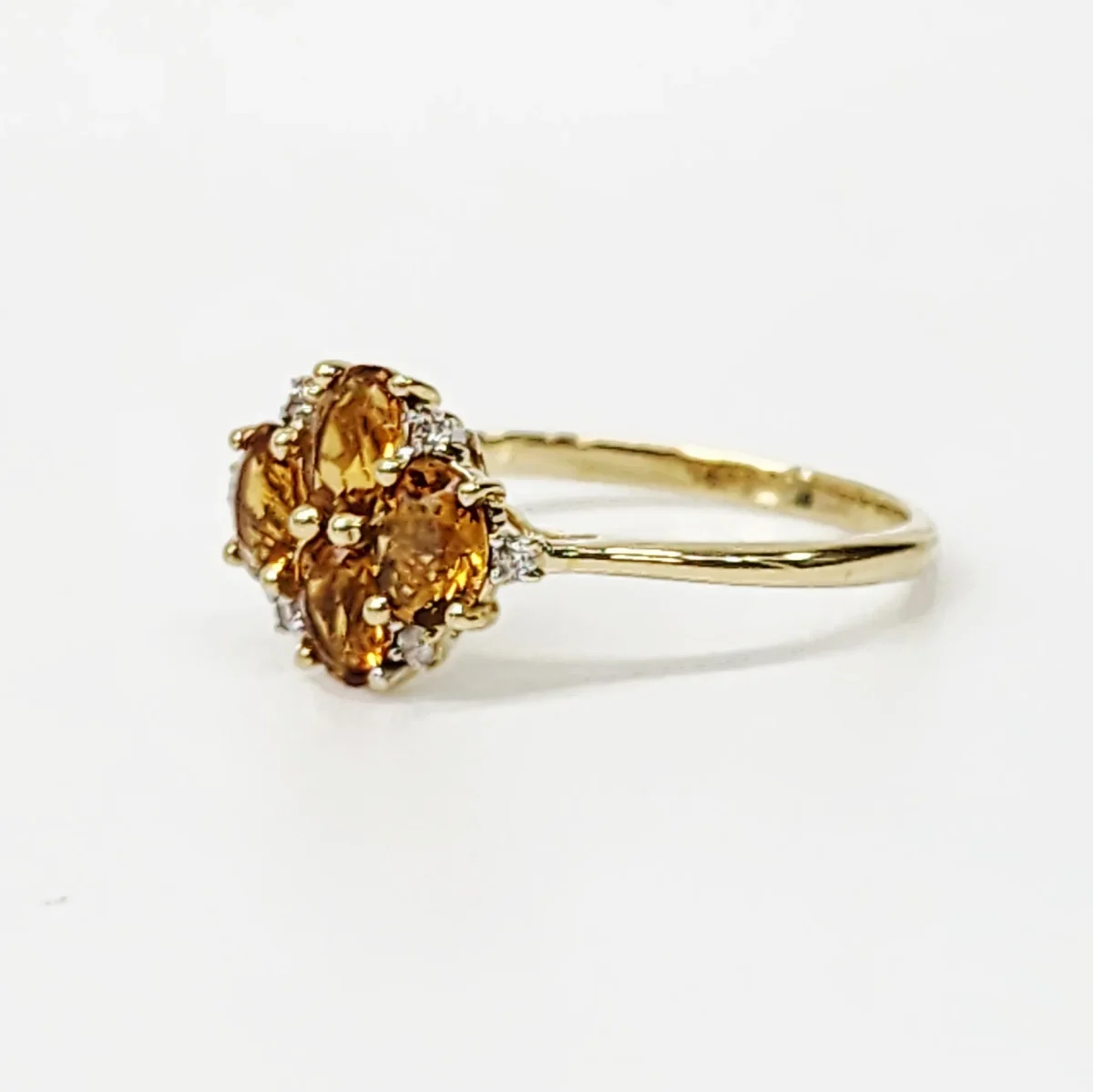 9ct Yellow Gold 1.10ct Citrine  & Diamond Cluster Ring - CYR8227CITRN