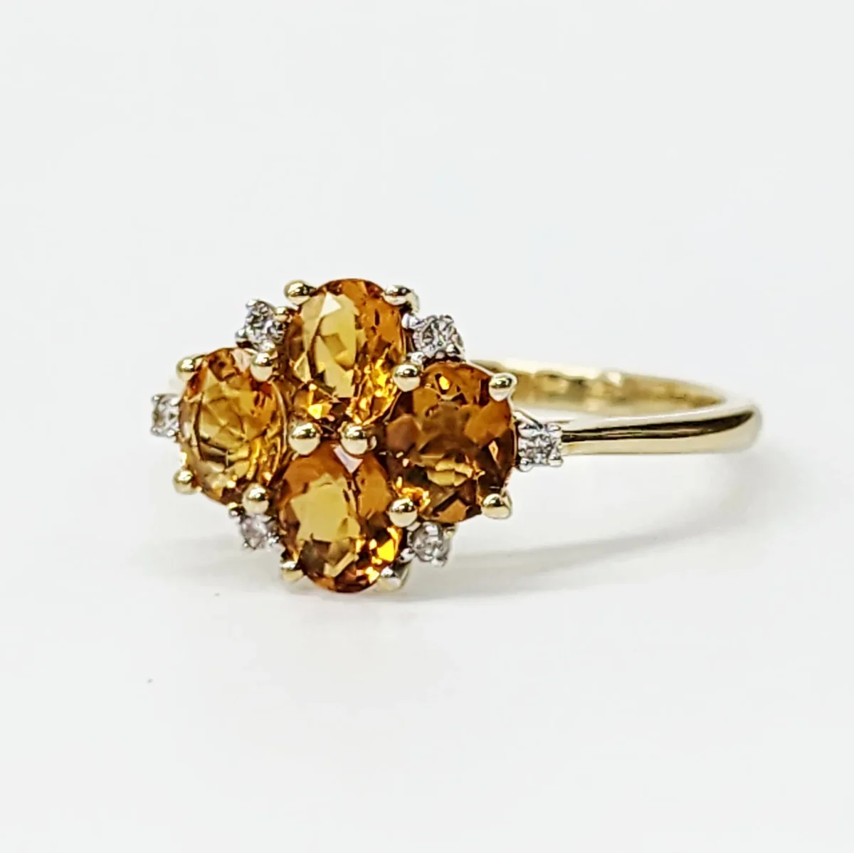 9ct Yellow Gold 1.10ct Citrine  & Diamond Cluster Ring - CYR8227CITRN