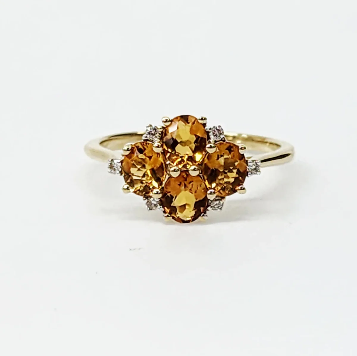 9ct Yellow Gold 1.10ct Citrine  & Diamond Cluster Ring - CYR8227CITRN