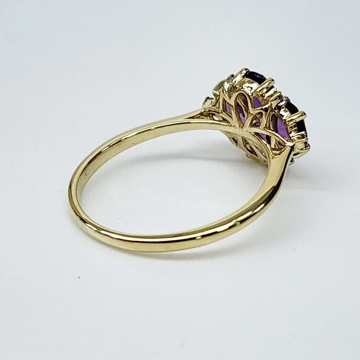 9ct Yellow Gold 1.24ct Amethyst & Diamond Cluster Ring - CYR8227AM