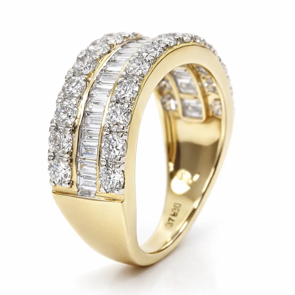 9ct Yellow Gold 1.99ct Lab Grown Diamond Multi-Row Ring – Baguette & Round Brilliant Cut - AURG2209