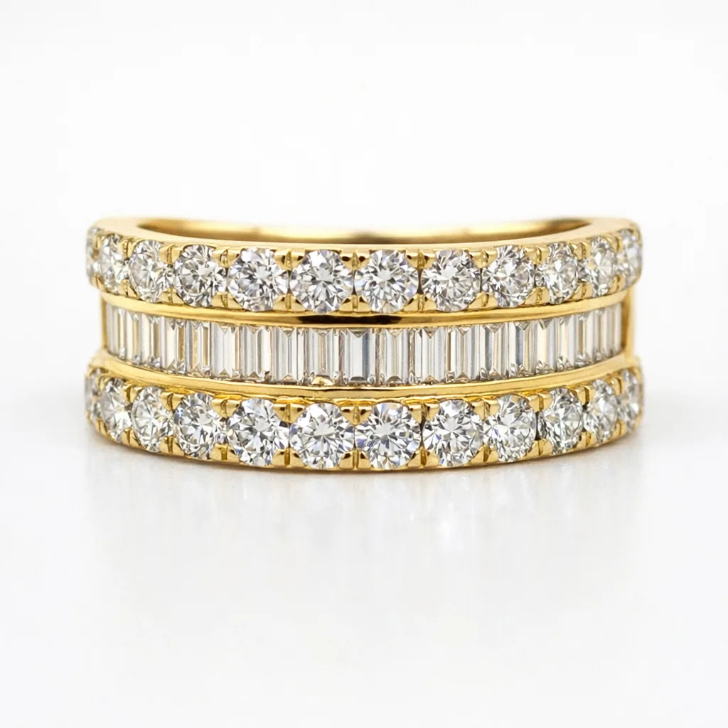 9ct Yellow Gold 1.99ct Lab Grown Diamond Multi-Row Ring – Baguette & Round Brilliant Cut - AURG2209