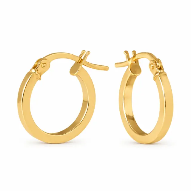 9ct Yellow Gold 10mm Square Hoop Earrings