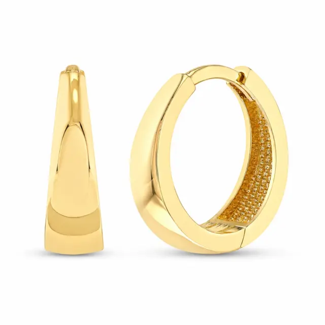 9ct Yellow Gold 11m Tapered Huggie Hoop Earrings