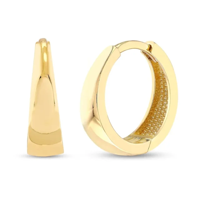 9ct Yellow Gold 11m Tapered Huggie Hoop Earrings