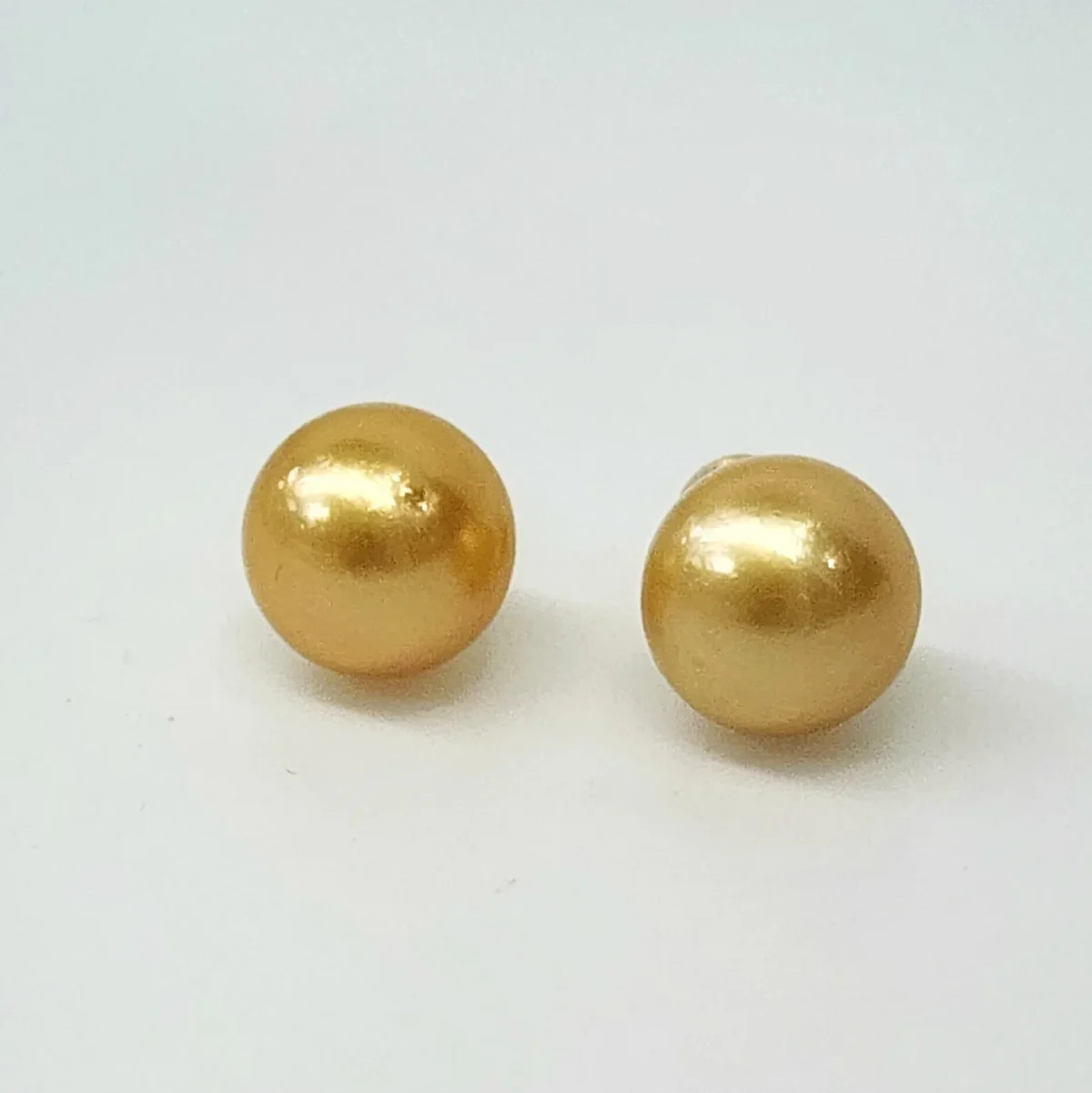 9ct Yellow Gold 11mm Southsea Golden Pearl Stud Earrings