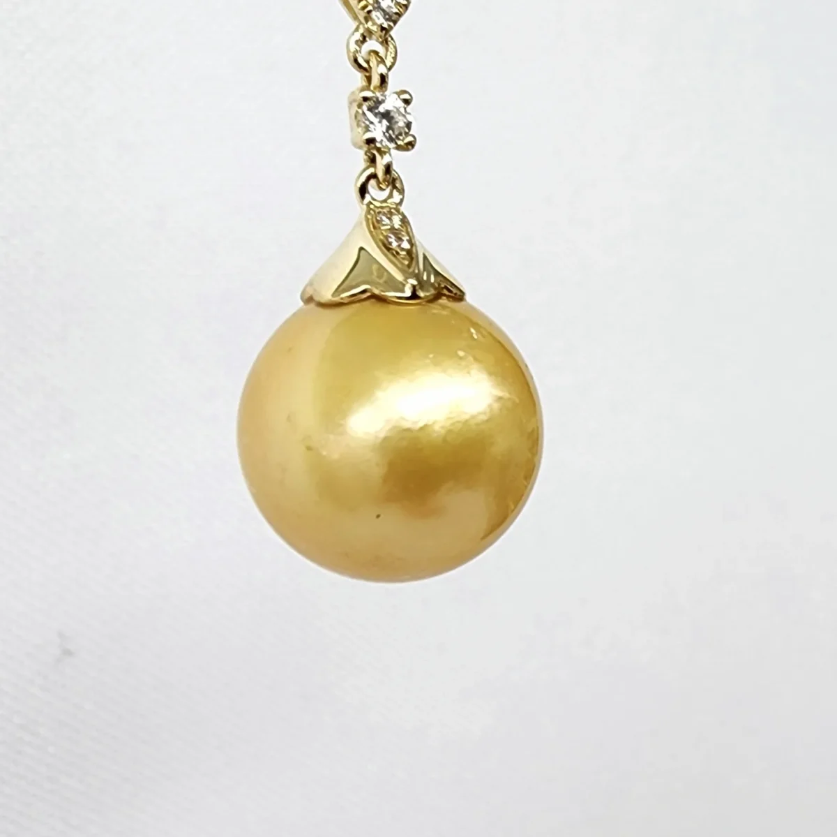 9ct Yellow Gold 12mm Round Southsea Golden Pearl with Cubic Zirconia Setting Pendant - YP20041155/3