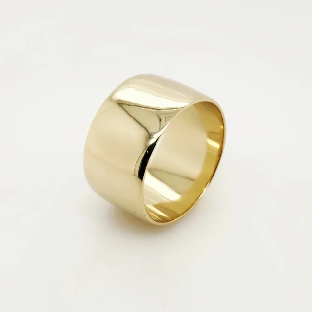 9ct Yellow Gold 12mm Wide Low Dome Wedding Band
