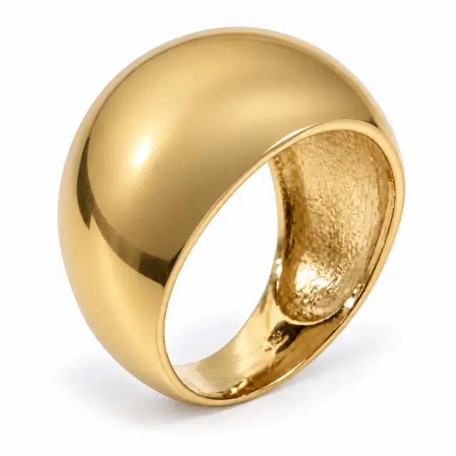 9ct Yellow Gold 14.5mm Wide Classic Dome Ring