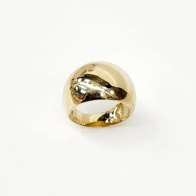 9ct Yellow Gold 14.5mm Wide Classic Dome Ring