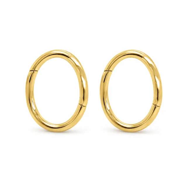 9ct Yellow Gold 14mm Plain Sleeper Earrings