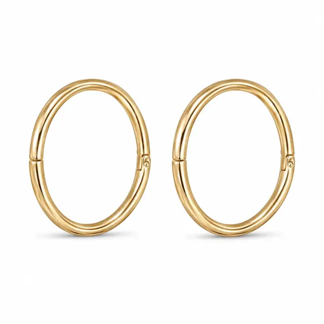 9ct Yellow Gold 14mm Plain Sleeper Earrings - SLE001-14