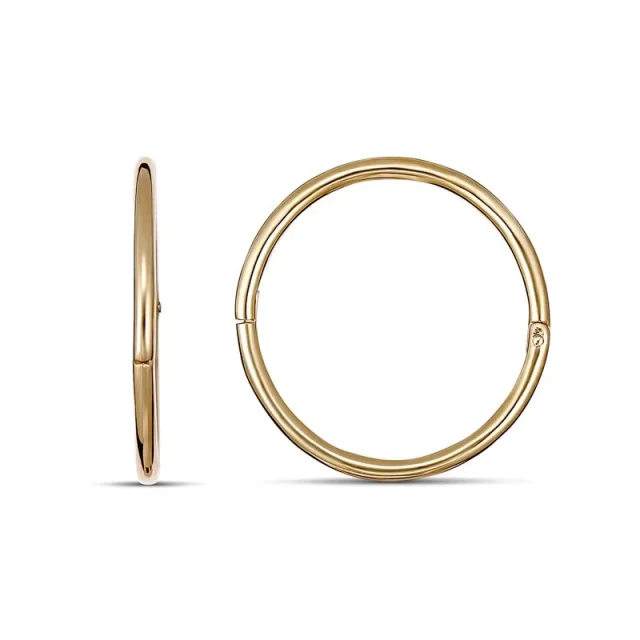 9ct Yellow Gold 14mm Plain Sleeper Earrings - SLE001-14