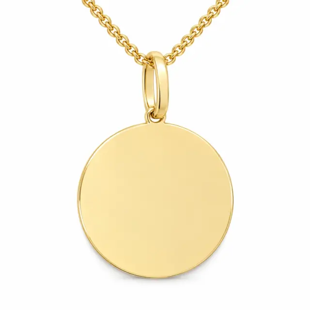 9ct Yellow Gold 15mm Round Engravable Disk Pendant