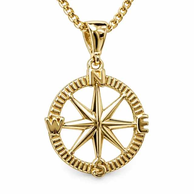 9ct Yellow Gold 15mm Round Open Compass pendant