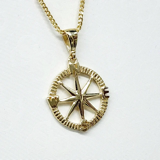 9ct Yellow Gold 15mm Round Open Compass pendant