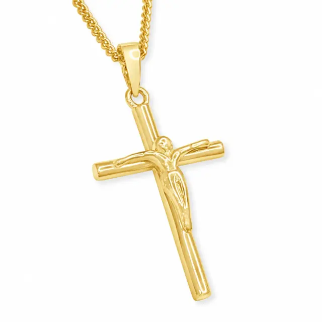 9ct Yellow Gold 17mm Crucifix Cross Pendant