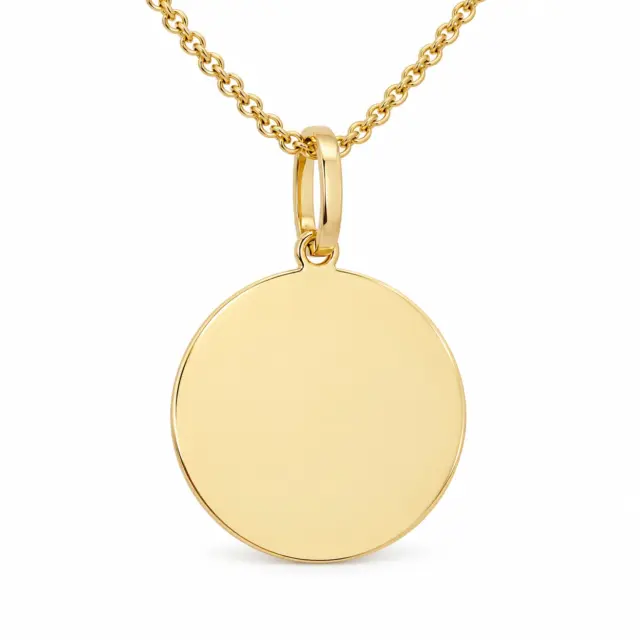 9ct Yellow Gold 18mm Round Engravable Disk Pendant