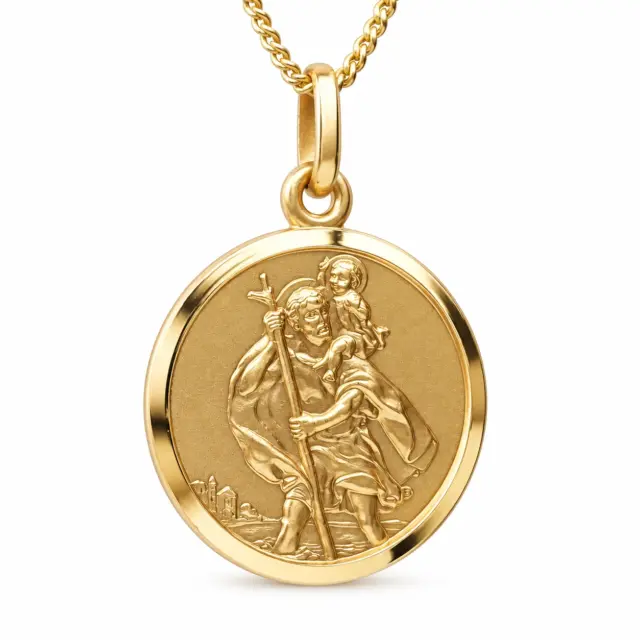9ct Yellow Gold 18mm Round Saint Christopher Pendant - 5P0034