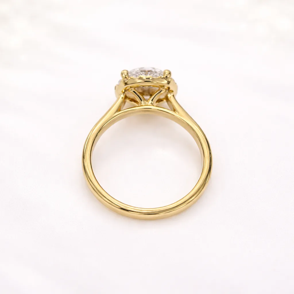9ct Yellow Gold 2.11ct Lab-Grown Diamond Oval Halo Engagement Ring (1.75ct Centre) - AURG857