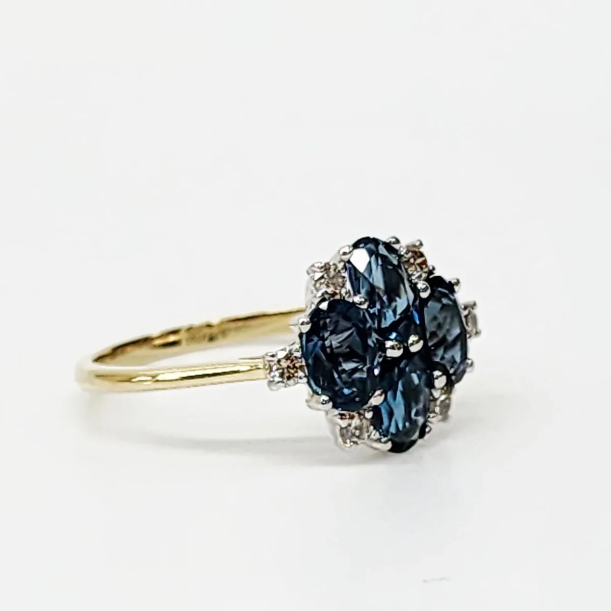 9ct Yellow Gold 2.32ct London Topaz & Diamond Cluster Ring - CYR8195LONTOP