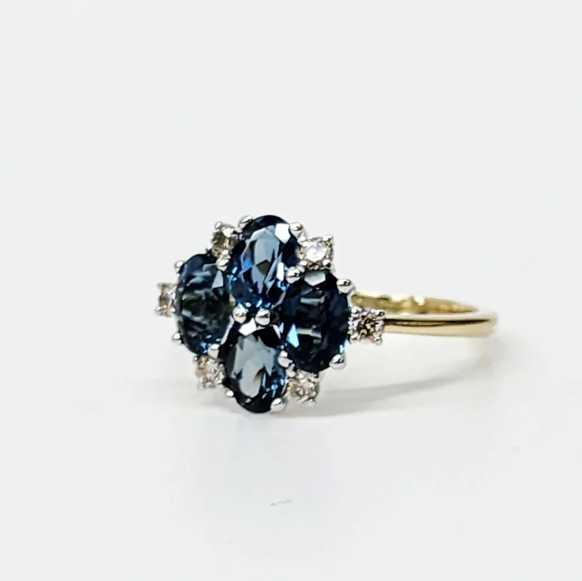 9ct Yellow Gold 2.32ct London Topaz & Diamond Cluster Ring - CYR8195LONTOP