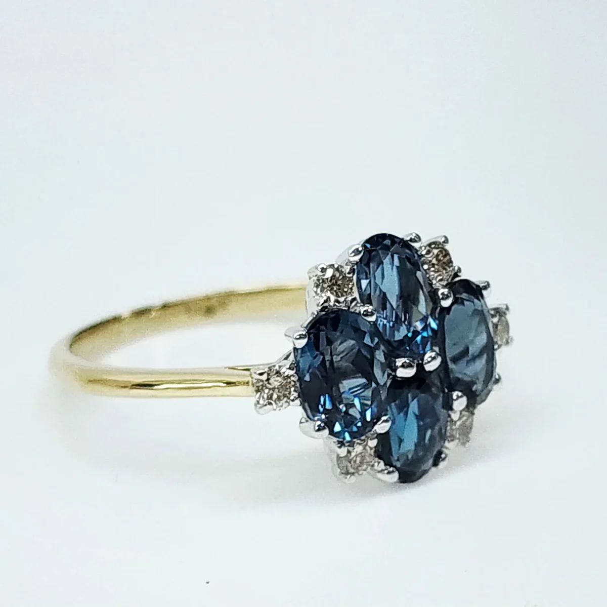 9ct Yellow Gold 2.32ct London Topaz & Diamond Cluster Ring - CYR8195LONTOP