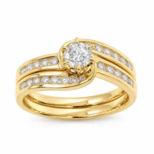 9ct Yellow Gold 2 Piece Bridal Set with 0.91ct Lab Grown Diamonds - 9CTCYR3103AB