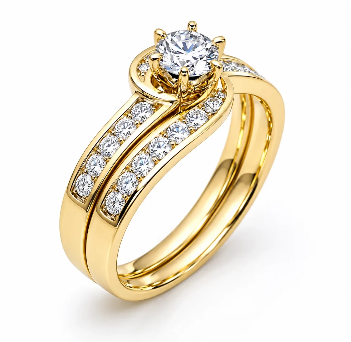 9ct Yellow Gold 2 Piece Bridal Set with 0.91ct Lab Grown Diamonds - 9CTCYR3103AB