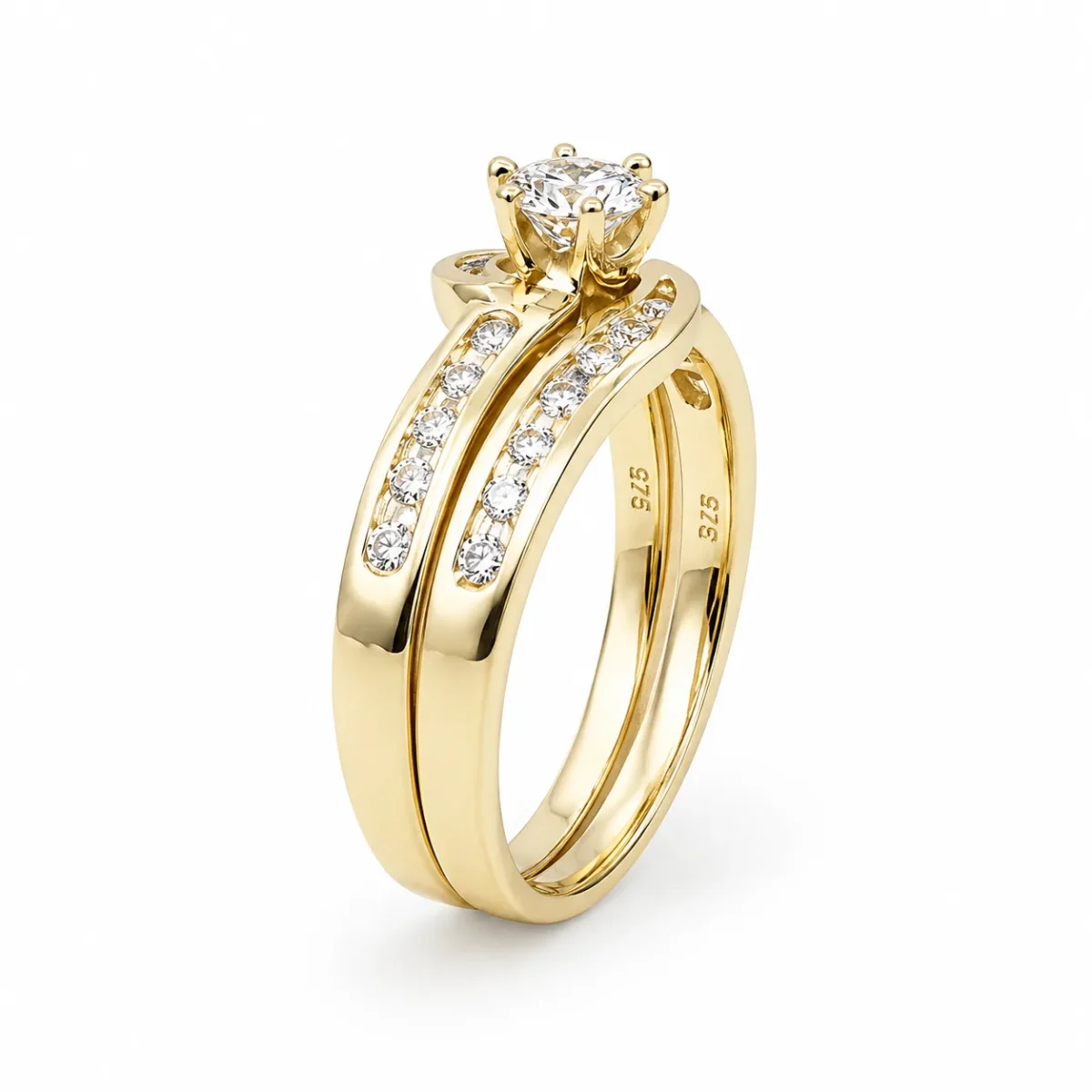 9ct Yellow Gold 2 Piece Bridal Set with 0.91ct Lab Grown Diamonds - 9CTCYR3103AB