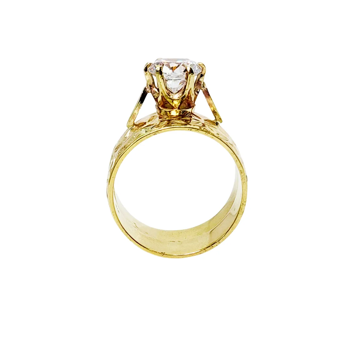 9ct Yellow Gold 2 Piece Wedding Set with Polynesian Design and Cubic Zirconia Setting