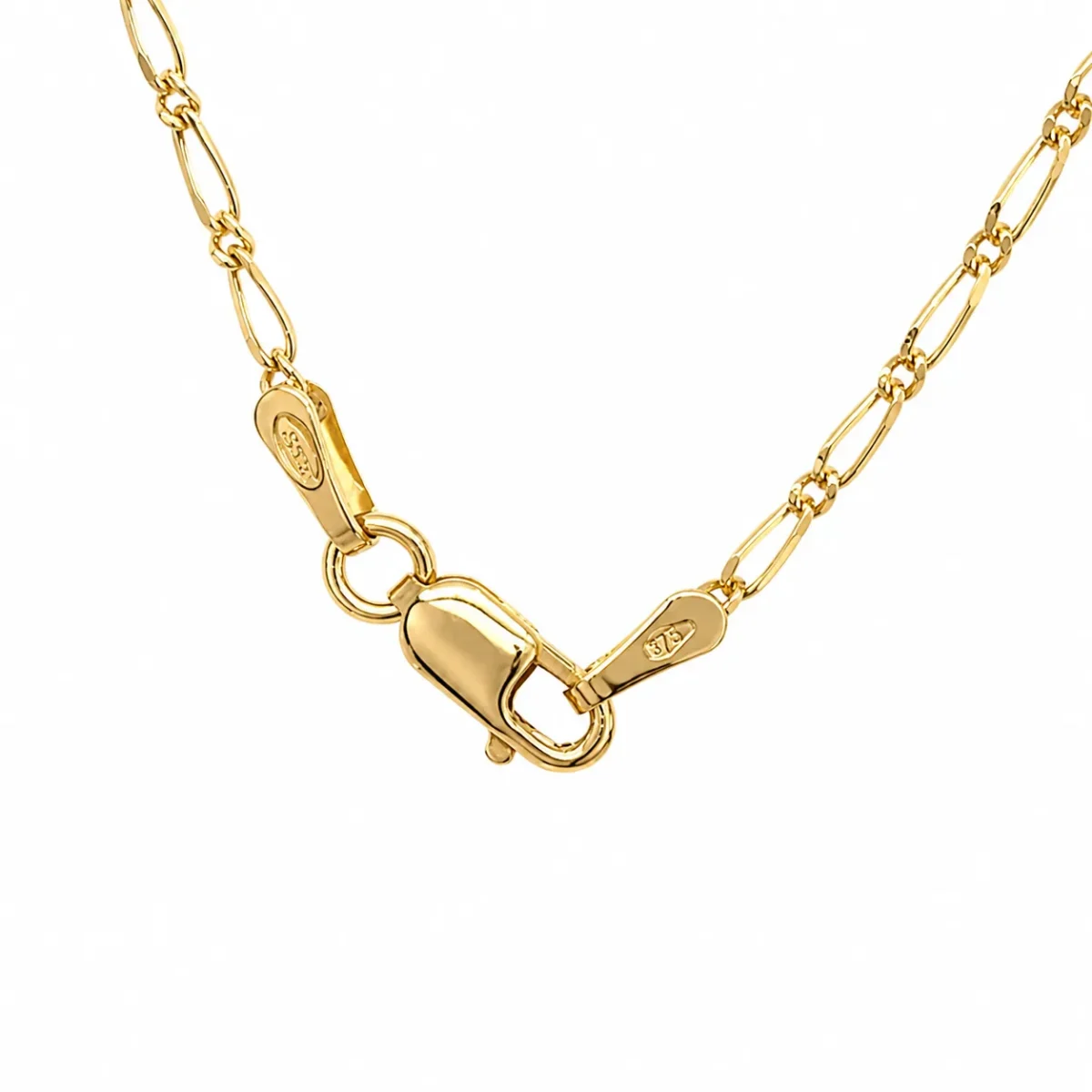 9ct Yellow Gold 2-Sided 1+1 Figaro Chain 55cm – Made in Italy - 040KD053