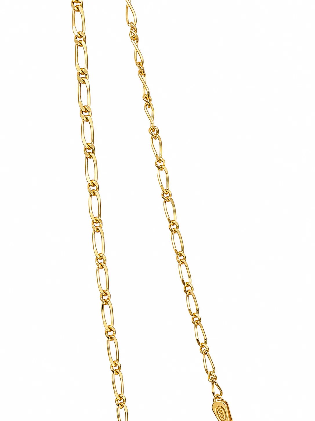 9ct Yellow Gold 2-Sided 1+1 Figaro Chain 55cm – Made in Italy - 040KD053