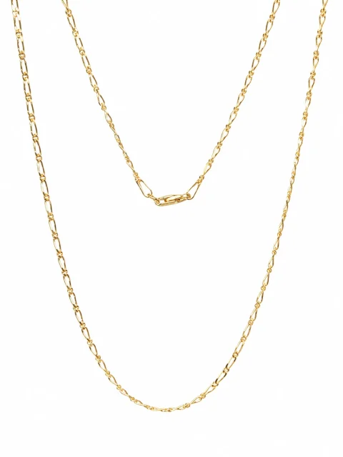 9ct Yellow Gold 2-Sided 1+1 Figaro Chain 55cm – Made in Italy - 040KD053