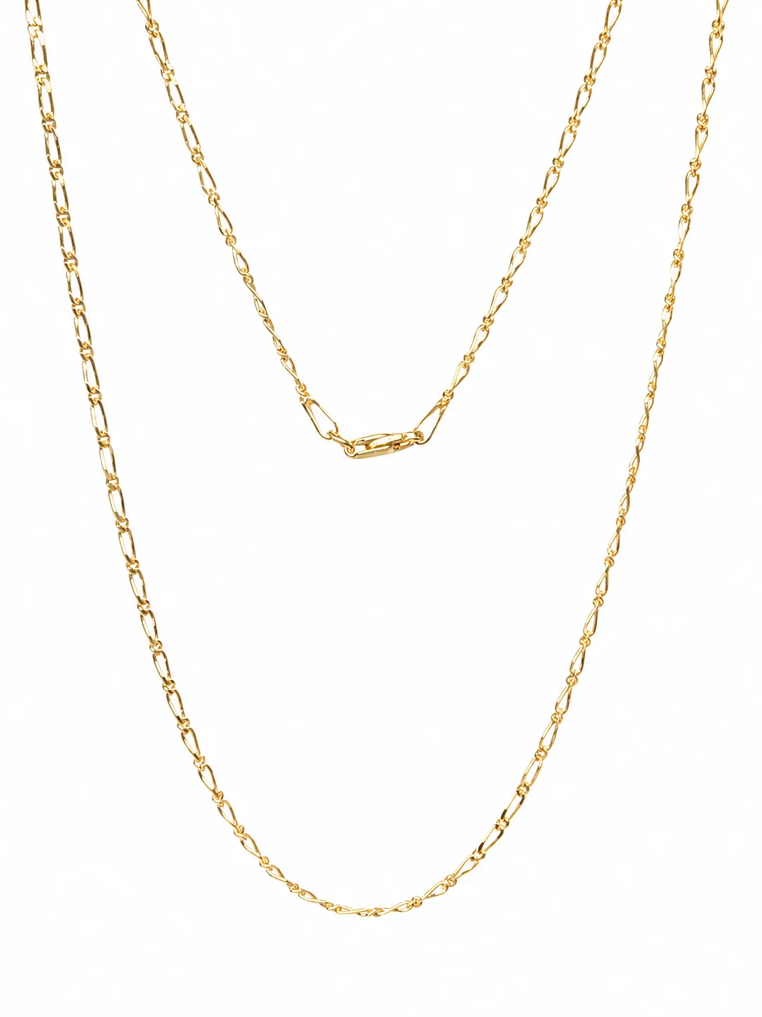9ct Yellow Gold 2-Sided 1+1 Figaro Chain 55cm – Made in Italy - 040KD053