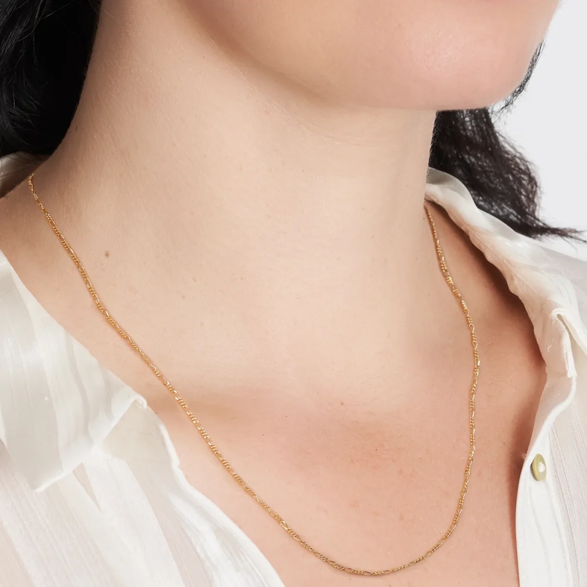 9ct Yellow Gold 2-Sided 3+1 Figaro Chain 50cm – Made in Italy - 040KD056