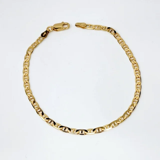 9ct Yellow Gold 21cm Long Solid Anchor Design Bracelet 80 Gauge